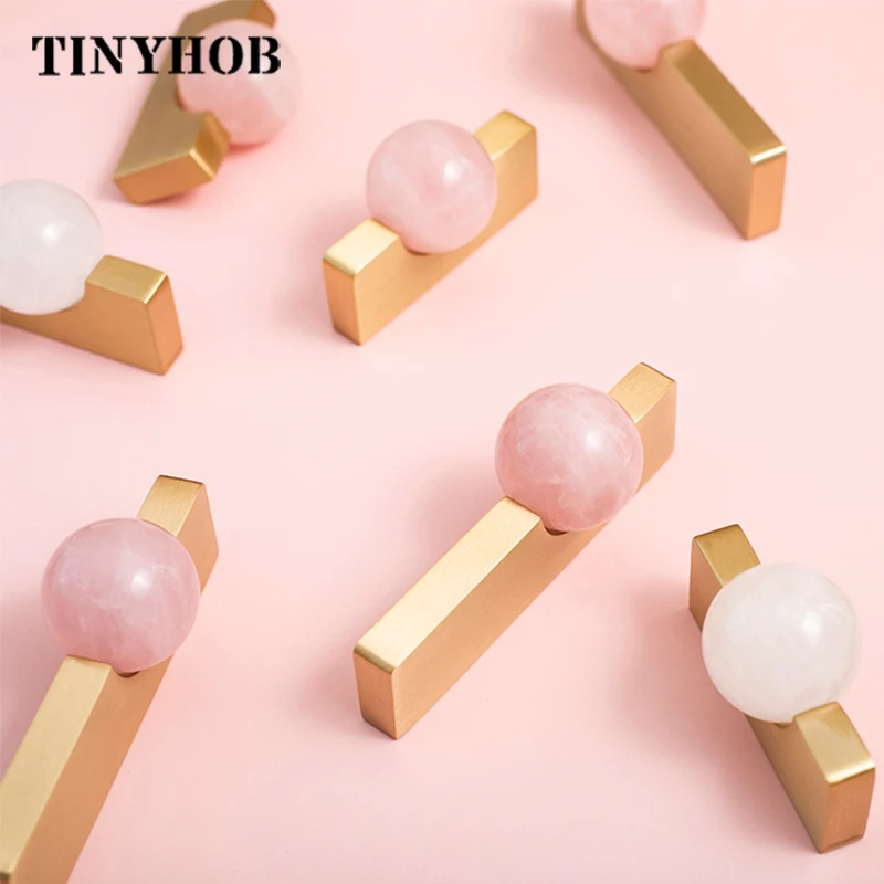 Furniture Hardware Drop Pulls - Bola de cristal blanca + tiradores